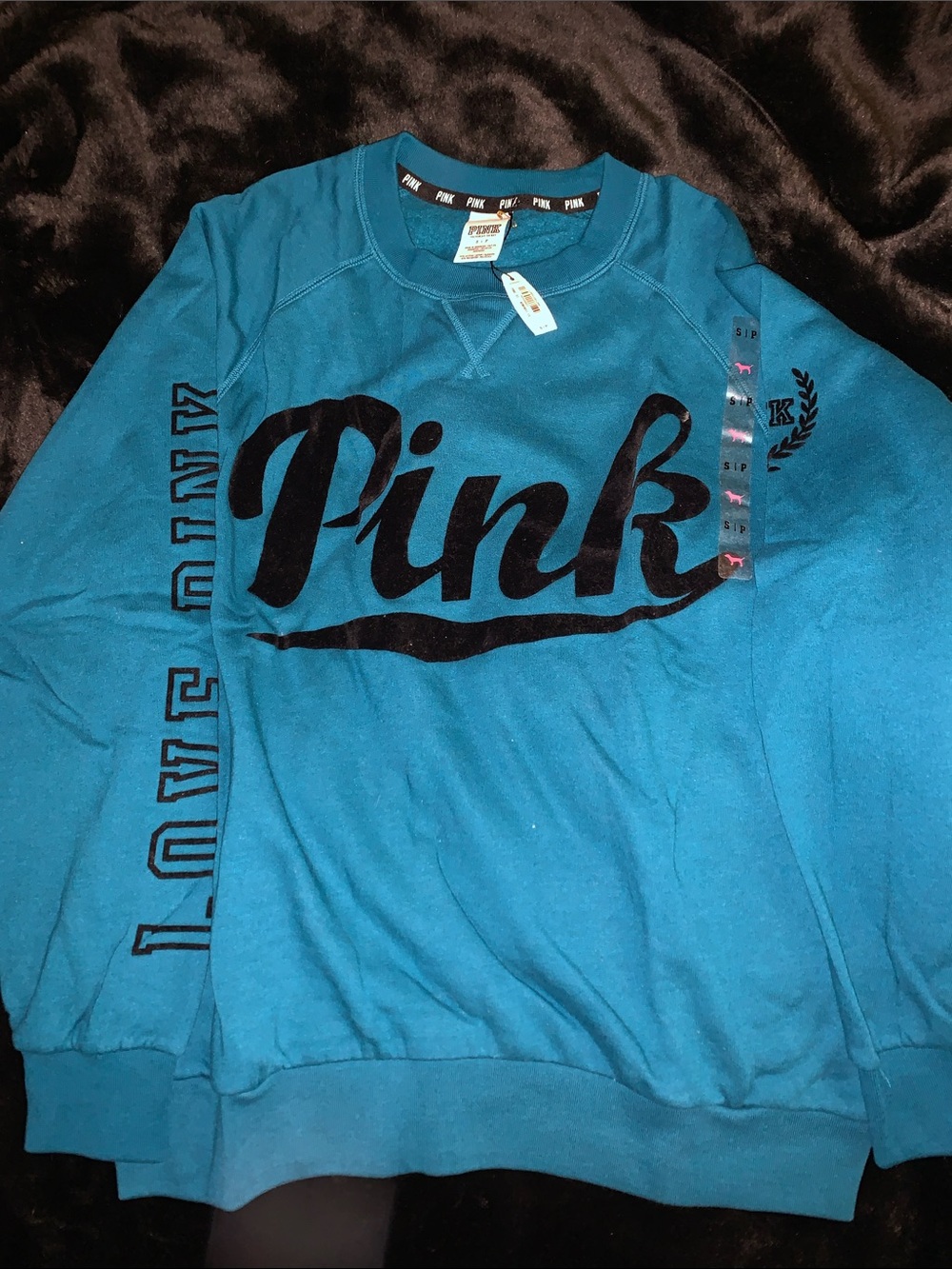 PINK Victoria's Secret Teal Blue Crewneck Sweatshirt